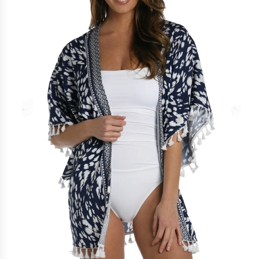 La Blanca womens Lace-up Caftan Kimono